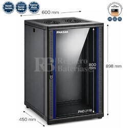 Armario Rack 18U 600x450 mm | Mural Phasak Pro PHO 2118